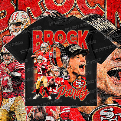 Brock Purdy Vintage Rap Tee Bootleg Design bootleg bootleg design bootleg tshirt branding brock purdy design graphic design illustration nfl rap super bowl tee ui