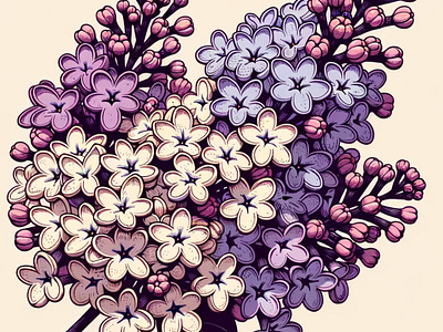 Lilac Detail by Aravind Reddy Tarugu aravind art blossoms botanical closeup designs detailed floral fragrant garden lilac flowers nature purple reddy spring bloom tarugu vector