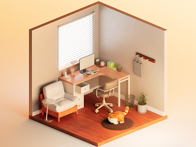 isometric studio room 3d graphic design