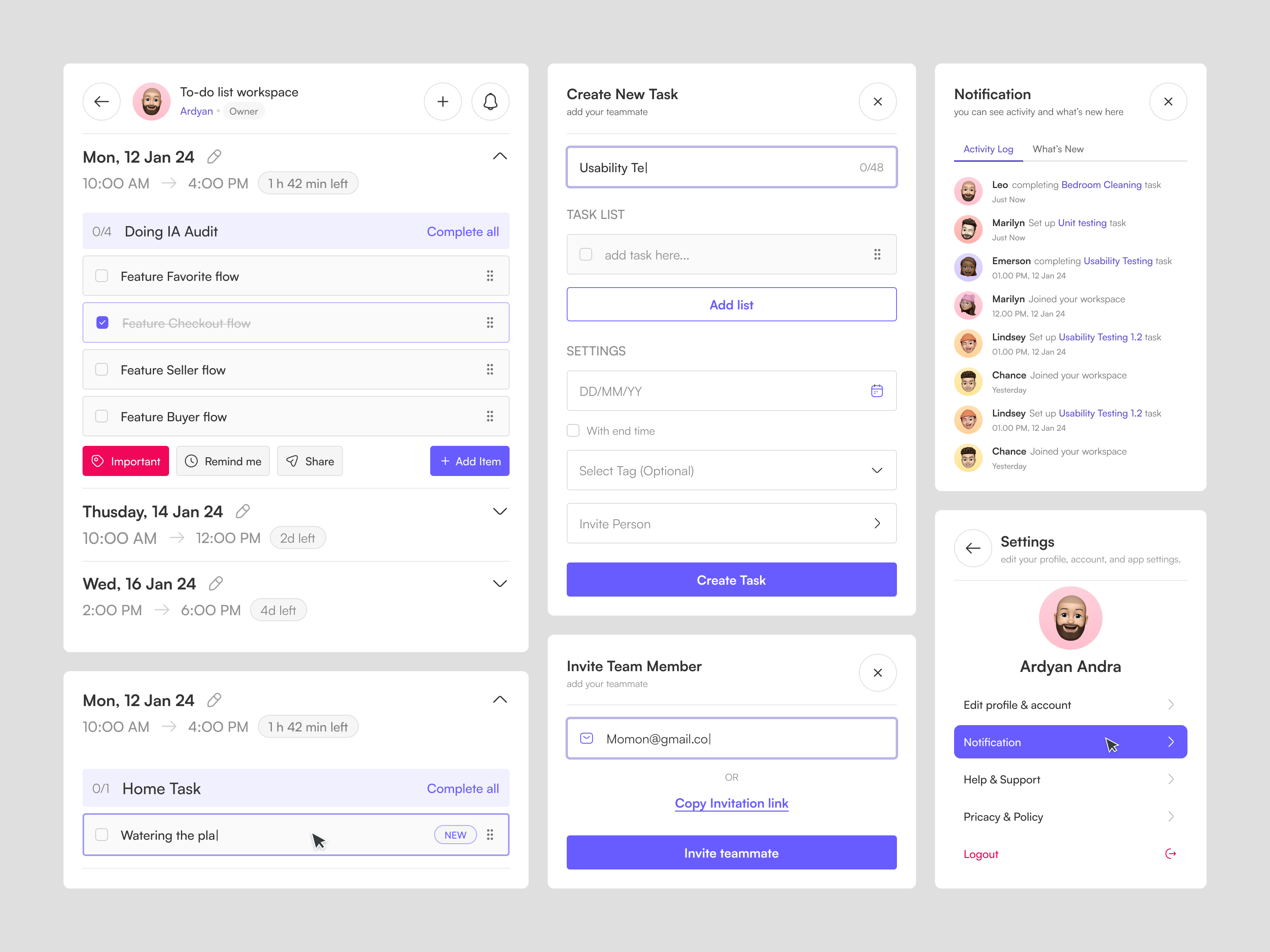 Task Management UI modal clean design form mac modal modals popup popup modal product product design task task management ui
