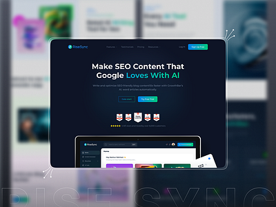 RiseSync - Ai Content Generator Landing Page Design ai landing page ai tools ai website ai website design artificial intelligence content generator landing page landing page design saas design saas landing page design saas website seo landing page seo website website website design