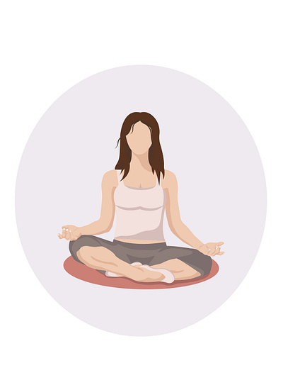 Poster for a yoga center with a girl in a lotus pose beautiful girl faceless girl without a face graphic design hobby life style lotus pose meditation pastel color poster poster for studio poster on the wall rest sport sports suit vector design yoga young woman