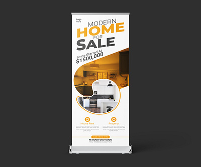 Real estate Roll up banner Design 3d abstract banner branding design graphic design illustration logo minimal modern motion graphics rollup simple standee trend trendy ui vector x banner