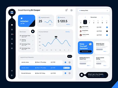 Doctor Appointments Dashboard blue dashboard doctor doctor appointment light modern product ui ui design ux design web web design