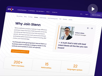 STENN. Corporate website - Career analytics animation branding business case study circular corporate website data finance management fintech landing page marketing minimalism purple startup typography ui user interface ux web design