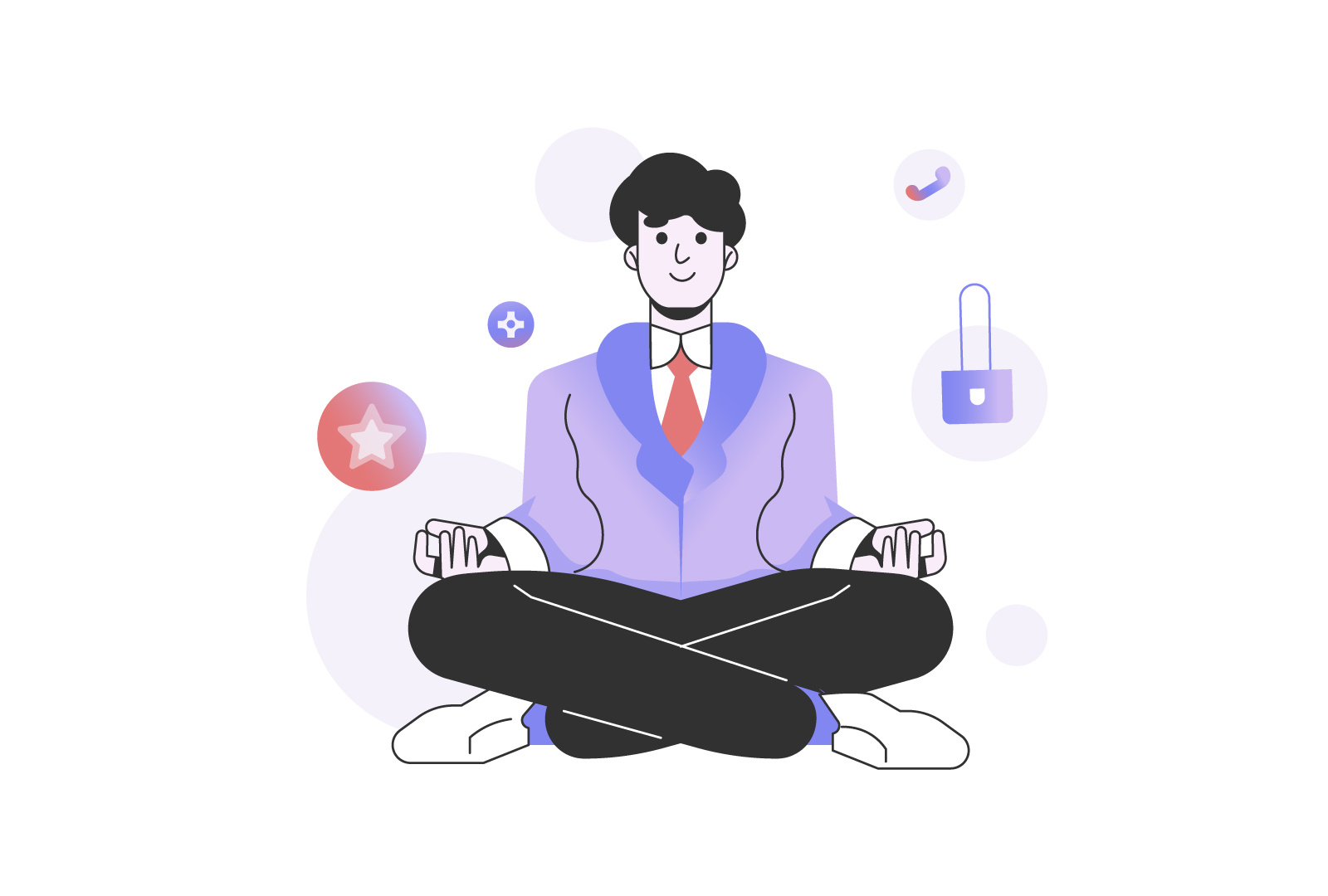 UNLOCK RIVERS - Illustration pack character illustration flat geometrical illustration lock meditation minimal mobile app office worker phone saas design secure security vector visual system