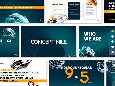 CONCEPT NILE - Service Presentation branding business design graphic design layout logo marketing pitch deck points power point ppt presentation service slide smm template