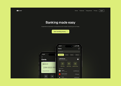Banking app - landing page banking app clean design graphic design landing page minimalist product design ui ui design ux design webdesign website