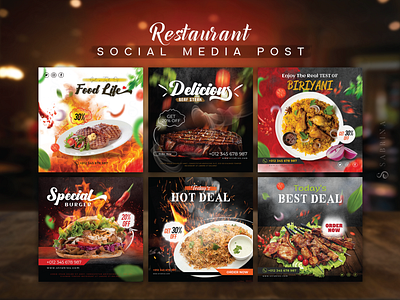 Restaurant Social Media Post Design ad ad post awesome beautiful brand creative creative post design eyecatchy ad post facebook post graphic design illustration instagram post marketing minimal post social media post