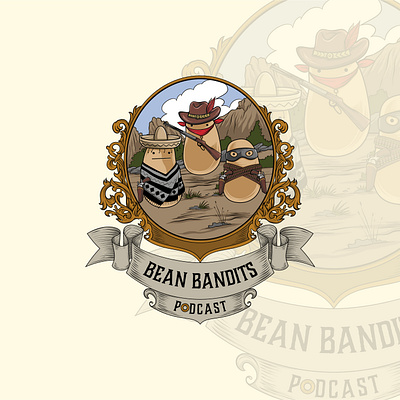 Bean Bandits Podcast Logo bean branding design digital illustration drawing frame graphic design illustration logo logo badge logo design logo illustration logo retro logo vintage podcast vector