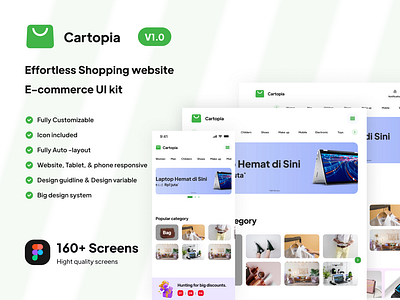 Cartopia ecommerce website cart checkout clean ecommerce inspiration landingpage online shopping responsive shop shopping ui ui design ui kit uiux website