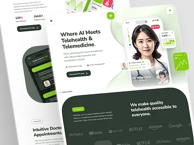 AI Telehelath Figma Website Template 👨‍⚕️ ai ai landing page ai website ai website design design figma figma design figma website landing page product design telehealth website uiux design website design
