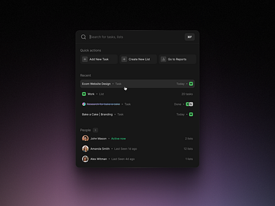 Search Modal in Dark Theme dropdown modal popup pro product search searching ui ux