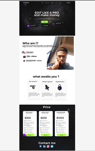 Landing page sample. graphic design ui ux