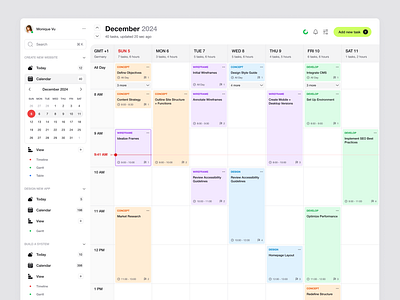 Unprocrast - Project Task Calendar View app view calendar design graphic design management product productivity task timeline todo app ui ui design user ux ux design view web design