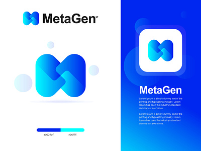 MetaGen ai app application branding creative logo gradient logo logo logo design logo designer logo maker m letter logo m logo meta metaverse modern logo software trendy logo ui web website