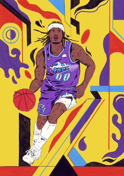Clarkson - Utah Jazz basketball character design illustration illustrator jordan clarkson nba nba basketball nba drawing nba illustrated nba illustrations people portrait portrait illustration procreate utah jazz