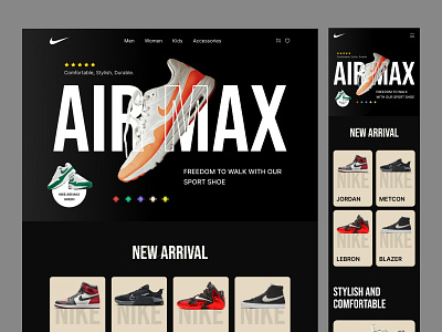 Shoes Store Landing Page Design airmax design ecommerce landing page nike shoesecommerce shopify shopify website ui design ux design web design website