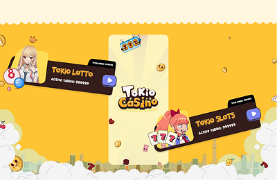 Tokio Casino: Mobile anime lotto game animegaming animelotto casinoapp gameui interactivedesign lottogame mobileappdesign mobilegamedesign tokiocasino
