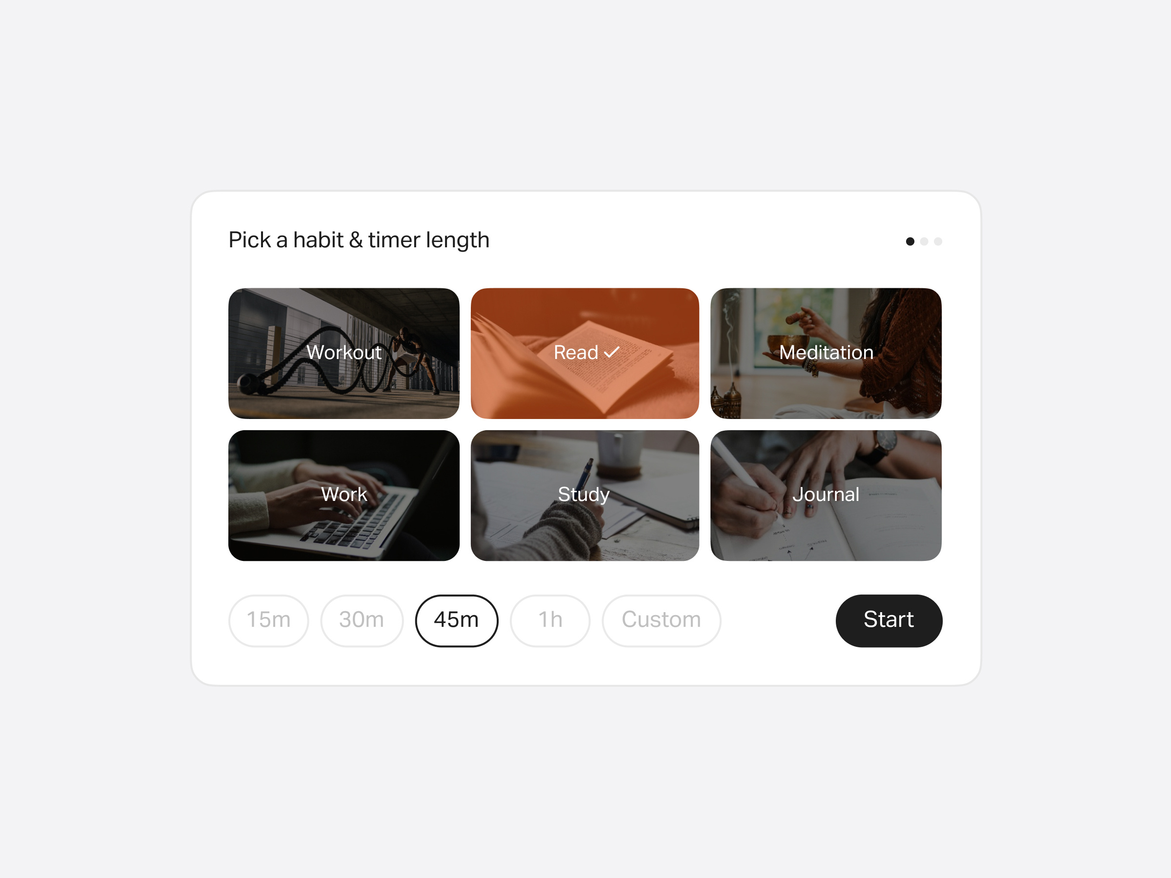 Habit Tracking Timer clean component concept design figma habit tracker habits app lightmode minimalist timer tracker ui ui design user interface