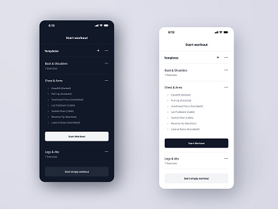 Workout Selection - Minimal Workout UI app clean fitness gym health minimal monochrome simple ui ux wellbeing