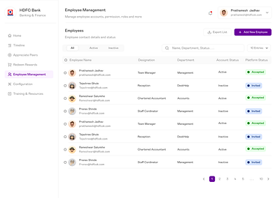 Employee Management app design employee management minimal ui website