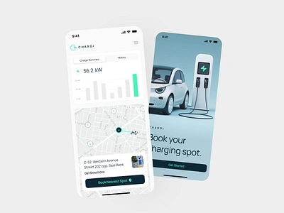 Chargi - Electric Charging Mobile App UI UX Design car app design car booking app car booking ui design charging app clean design electric car electric car app electric car ui design electric charging app electric charging stations electric vehicle ev app ev charging ev charging station minimal design uber app design ui ui design ui ux design wireless charging cars