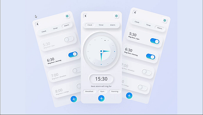 Clock App UI Design - Neumorphism dailyui design designers dribble neumorhism ui uiux ux