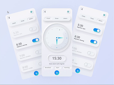 Clock App UI Design - Neumorphism dailyui design designers dribble neumorhism ui uiux ux