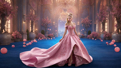 Cinderella in a stunning pink gown. 3d branding fairytalemagic graphic design leonardoaiart leonardoaicreation logo moderncinderella pinkelegance