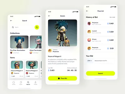 NFT shop app 💎 app design ios minimal mobile app mobile ui nft nft mobile nft mobile app nft shop simple trendy ui ux