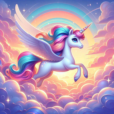 The unicorn looks magical with sparkling eyes. 3d 3dart adbeillustrator adobeindesign adobephotoshop aidesign branding enchantingsky expertdesigner logo magicalmoment unicornmagic