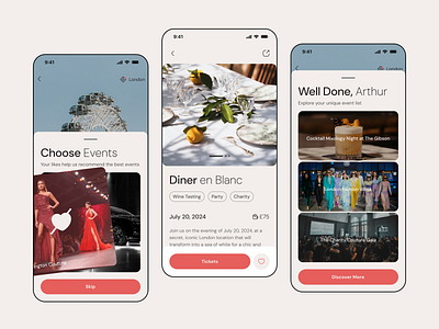 Soirée | Events & Tickets app app design digital party planning elegant app elegant uiux event app luxury app luxury experiences mobile app modern event app onboarding premium event experiences rsvp app sophisticated ui ticket app tickets tickets management ui