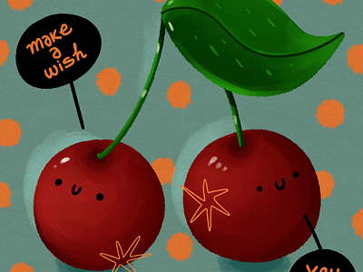 Make a wish cherries design illustration illustrator make a wish