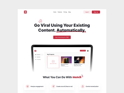 Munch content management website UI design but better content creation webdesign content management landing page management tool munch landing page munch social management munch social media munch social media tool munch webdesign munch webdesign ui munch website post scheduling tool saas landing page saas website simple landing page social media management social media tool ui design website design website ui design