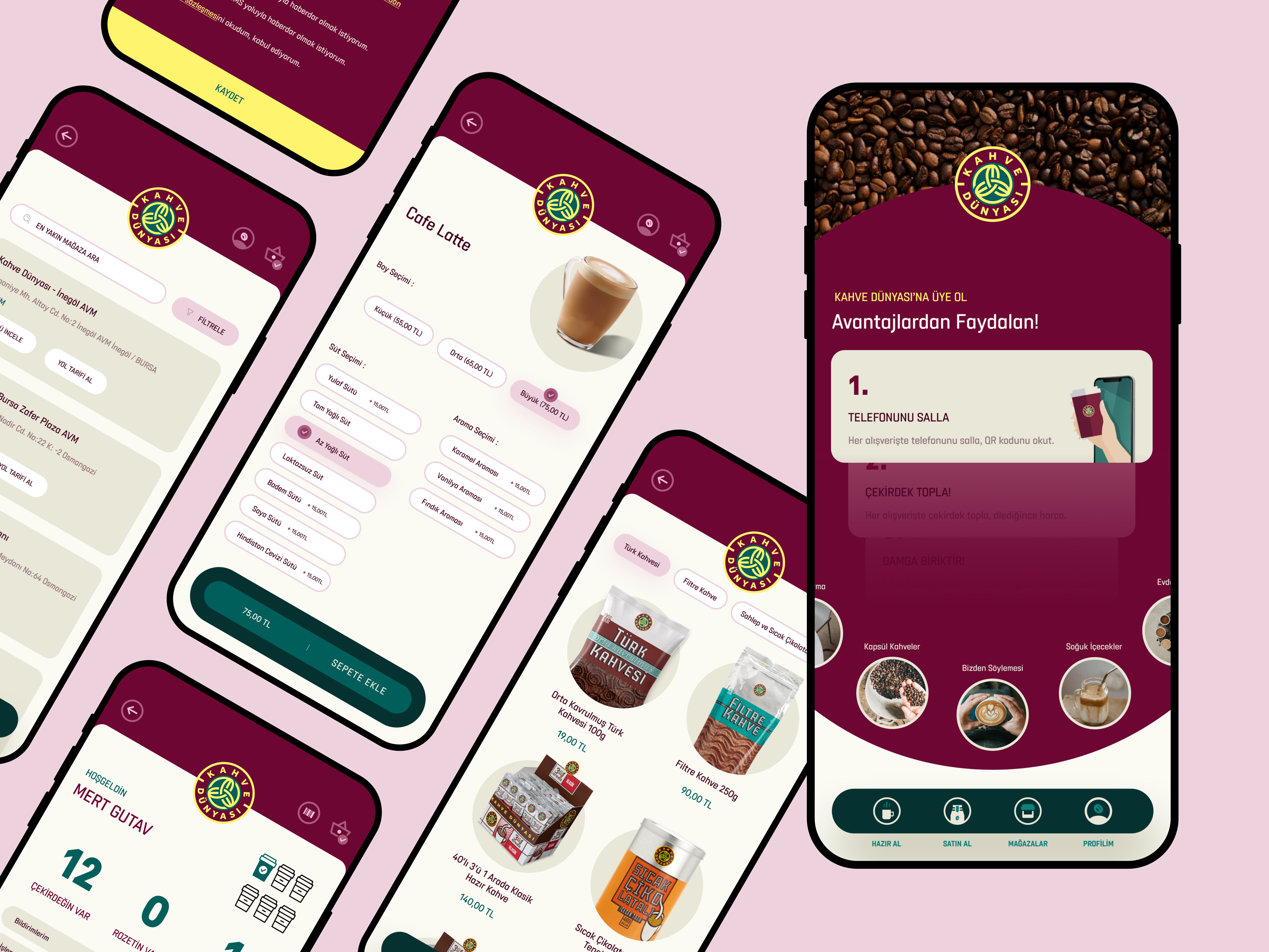 Kahve Dunyasi Mobile App app application clean design mobile ui