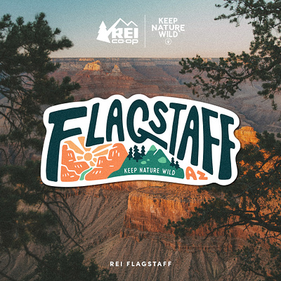 REI Co-op Flagstaff | Northern Arizona apparel design apparel graphics arizona art branding collection forest graphic art graphic design hand drawn illustration logo minimalist nature outdoor print design product design sticker vintage