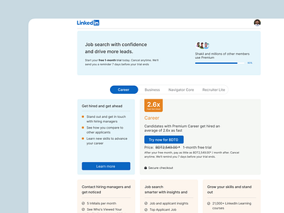 Redesign LinkedIn Premium Package Page design landingpage linkedin package redesign subscribepage ui user interface ux