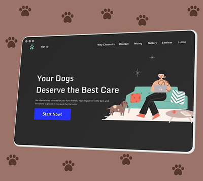 landing page (dog care) app design daily ui design challenge design web dilyui landing page ui