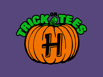 Halloween "Trick or Tees" logo apparel branding graphic design halloween icon logo pumpkin spooky