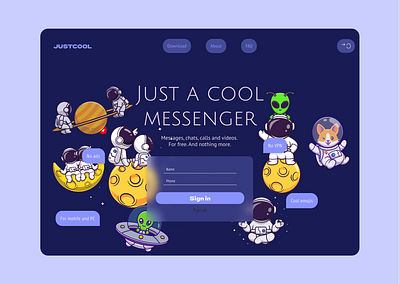 Landing page for a messenger figma landing page website