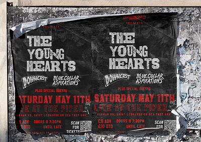 THE YOUNG HEARTS GIG POSTER band flyer gig poster graphic design graphics layout logo pop promoter promotion punk punk band punk rock rock typography ukhc