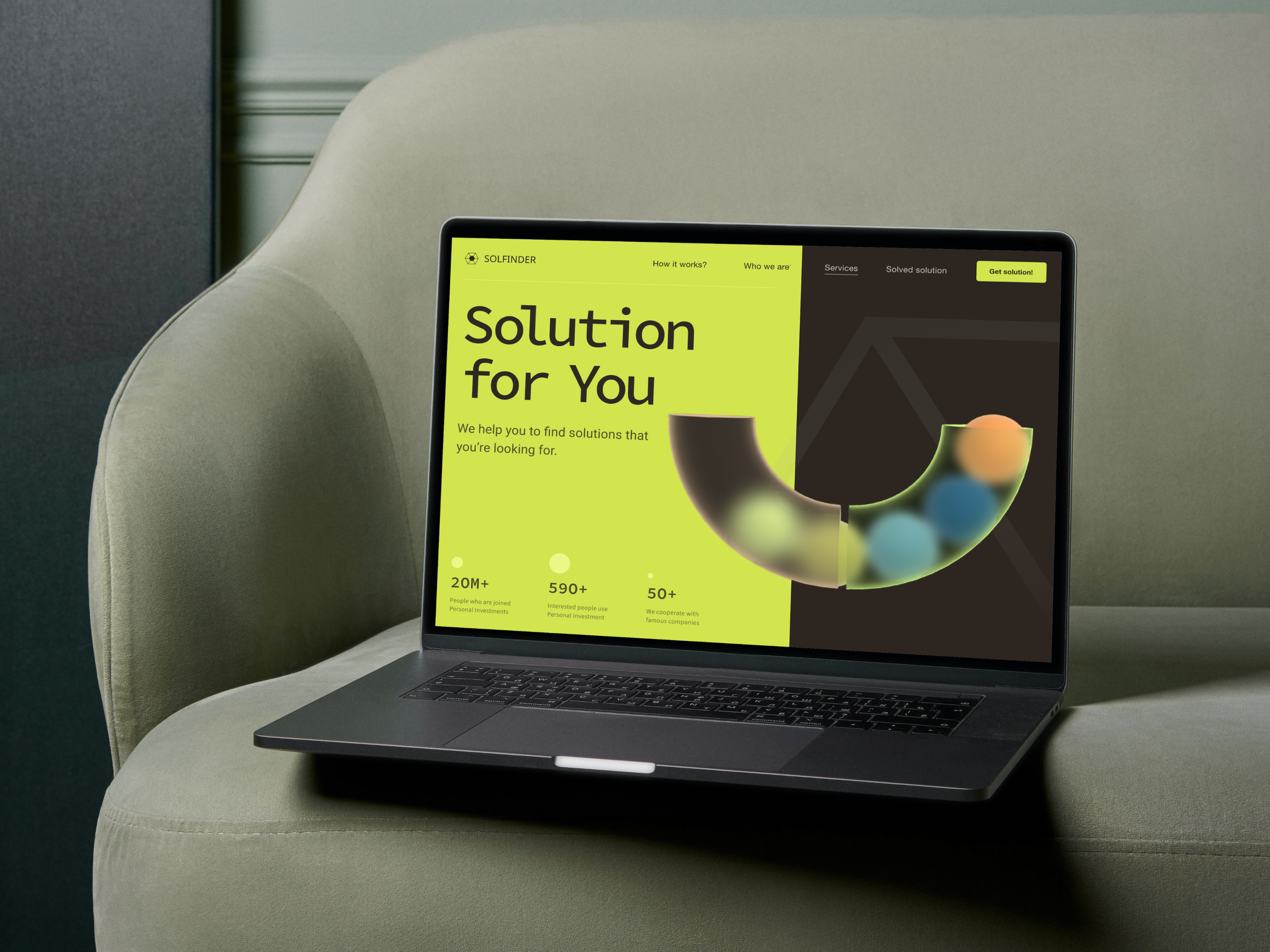 Solution for You - Web Header 3d graphic design hero typography ui web