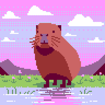 Calm Capybara 8 bit animation capybara dithering game design pixel art