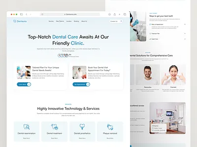 Dentaura - Dentist Clinic Website clinic company company profile corporate dental dentist design doctor health home page hospital landing page teeth ui design web design website design