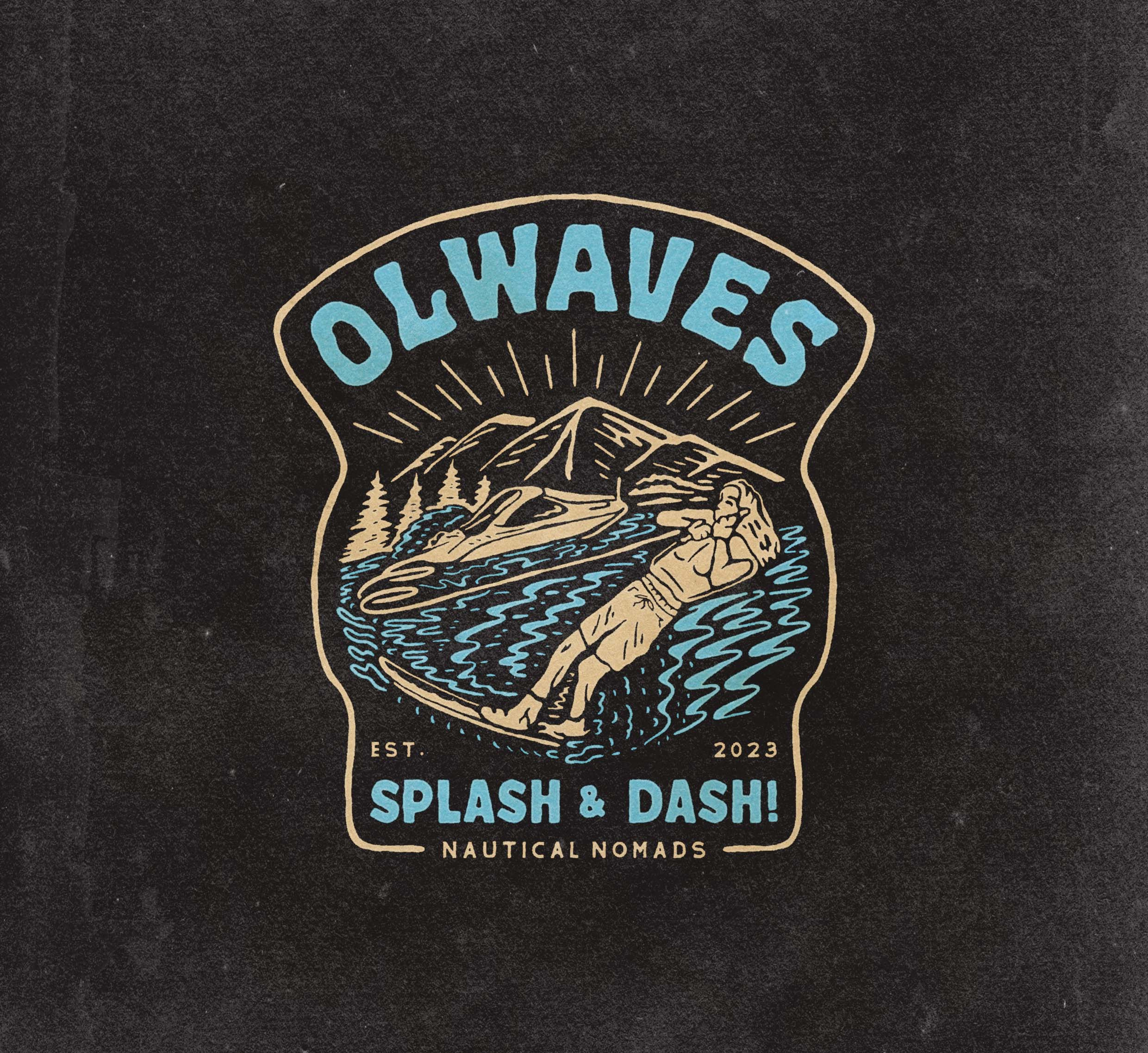 Olwaves angonmangsa badge badges boat branding design graphic design graphicdesign hand drawn illustration logo mountain nomad sky sport surf surfing vintage wave waves