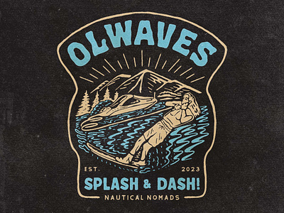 Olwaves angonmangsa badge badges boat branding design graphic design graphicdesign hand drawn illustration logo mountain nomad sky sport surf surfing vintage wave waves