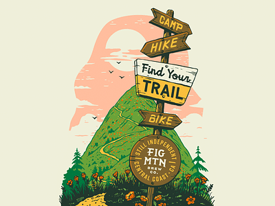Find Your Trail beer california campaign craft beer hiking illustration marketing national parks outdoors point of sale sunset typography vintage
