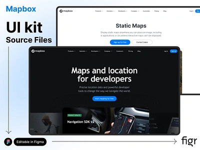 Make Mapbox UI your own design editable figma figma editable free google maps kit landing page mapbox maps mockup template ui ui design ui kit ui ux web app web design website yandex maps