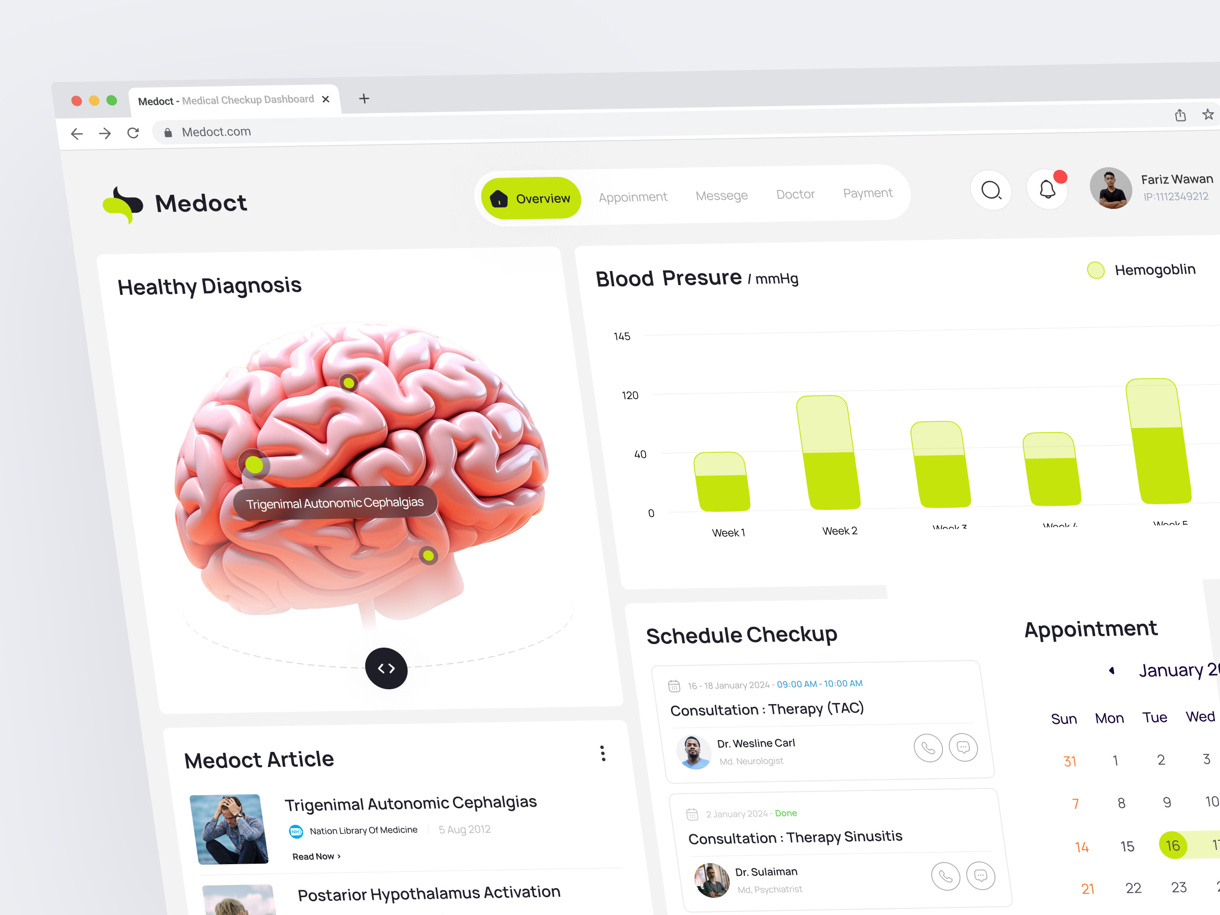 Medoct - Medical Check Up Dashboard clean design crm dashboard dashboarduiux doctor health app healthcare healthcare company hospital company hospitality medical medical app medical center medical check up medical dashboard online medicine saas ui ux web app